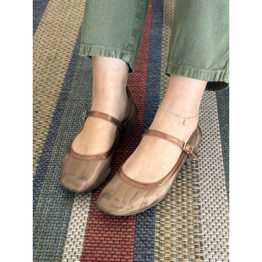 GABI - SAPATILHA FEMININA EM TELA BRONZE - 0003700... - SEVEN FOR YOU