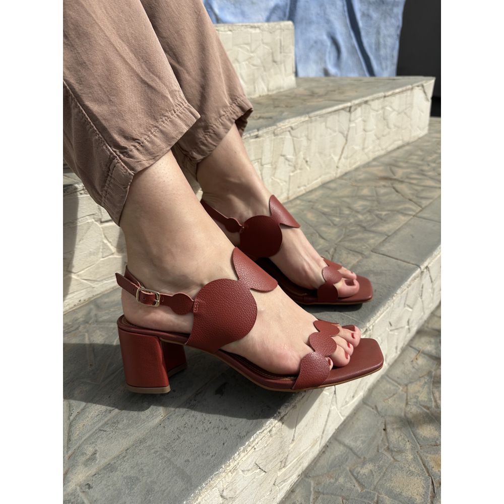 FABRICIA - SANDALIA FEMININA SALTO BLOCO 6 CM TERR... - SEVEN FOR YOU
