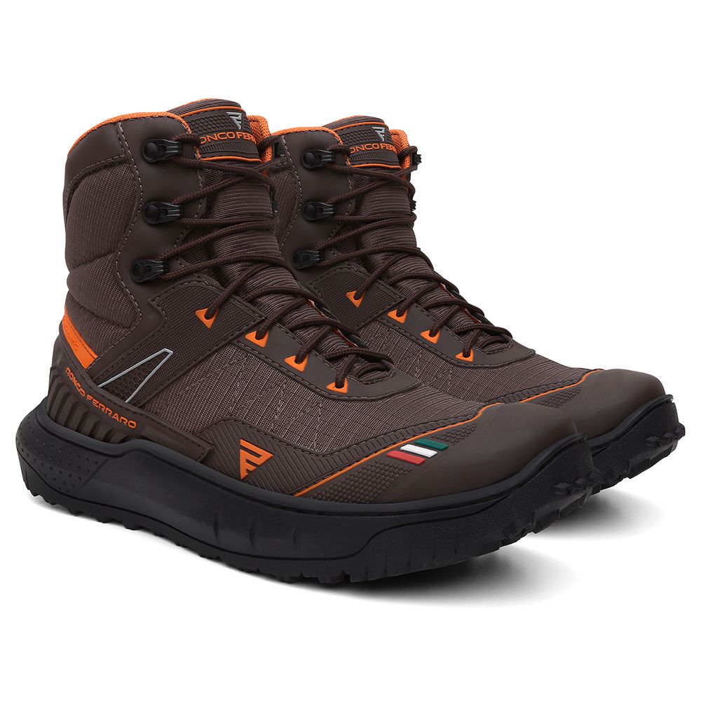 BOTA TIGRE IMPERMEAVEL BLINDAGEM DUPLA DESIGN ITALIANO - CAFÉ