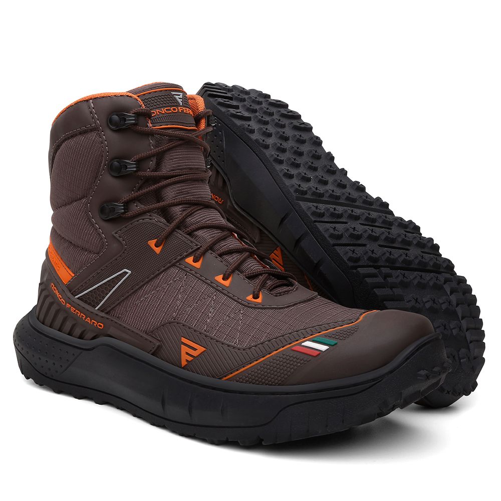 BOTA TIGRE IMPERMEAVEL BLINDAGEM DUPLA DESIGN ITALIANO - CAFÉ