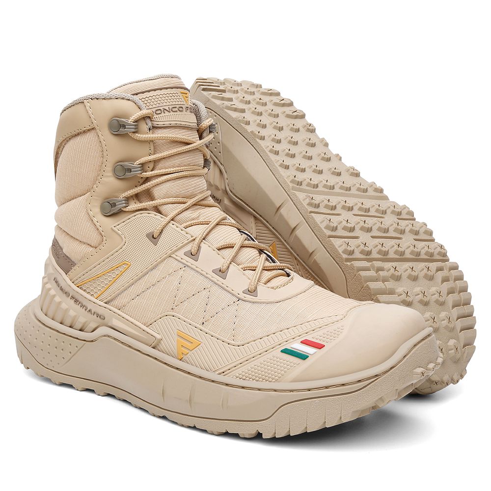 BOTA TIGRE IMPERMEAVEL BLINDAGEM DUPLA DESIGN ITALIANO - AREIA