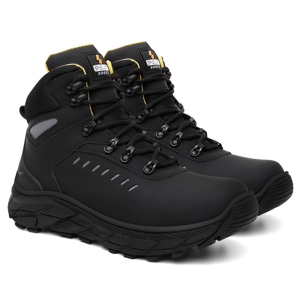 Bota Tracker Couro Legitimo Refletivos Laterais | Preto - CA 52083