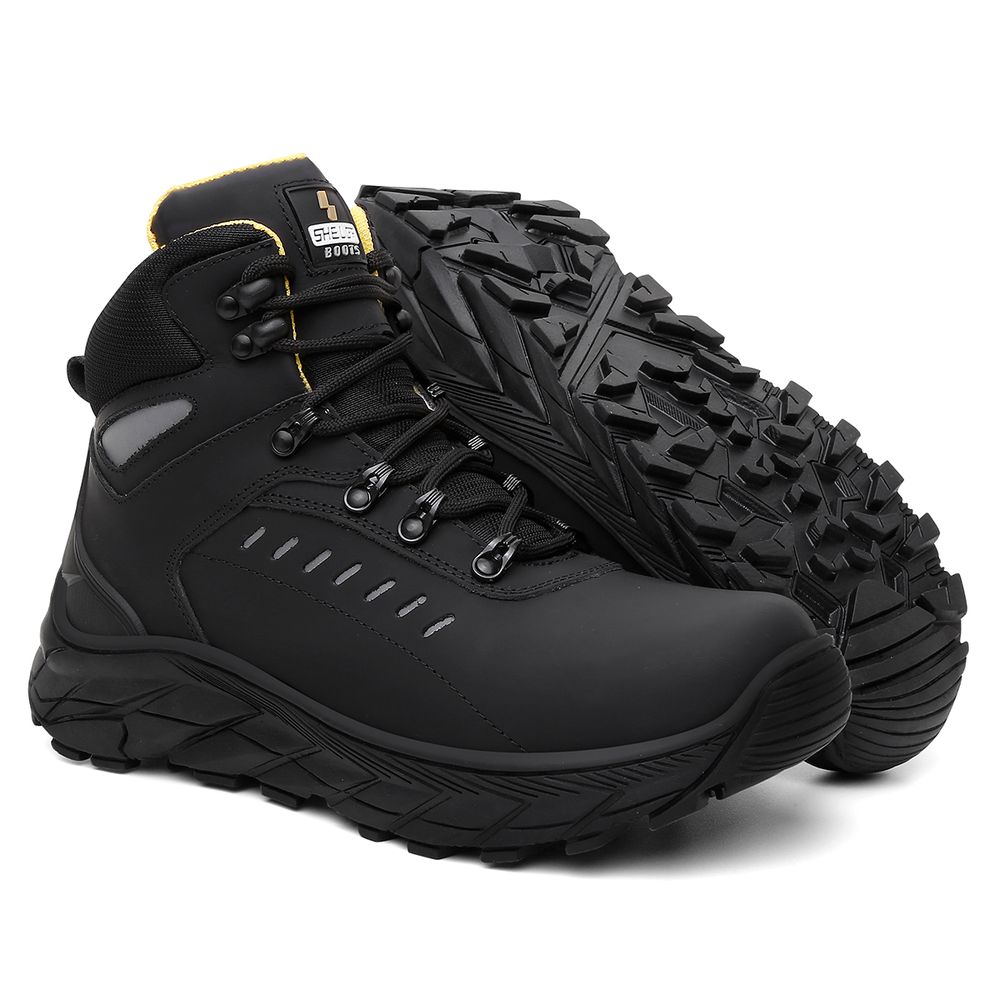 Bota Tracker Couro Legitimo Refletivos Laterais | Preto - CA 52083