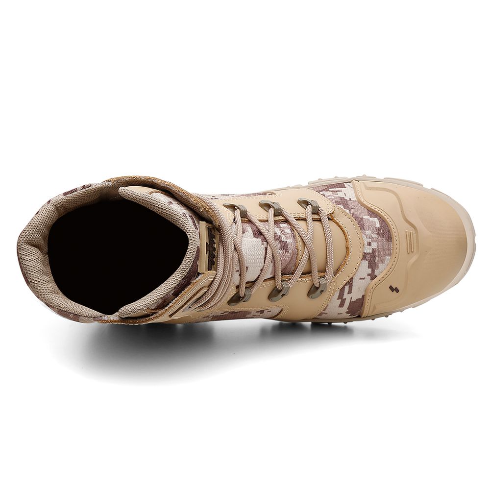 Bota Militar Tática Rota Couro Premium Biqueira PVC Alta Resistencia | Areia Camuflado