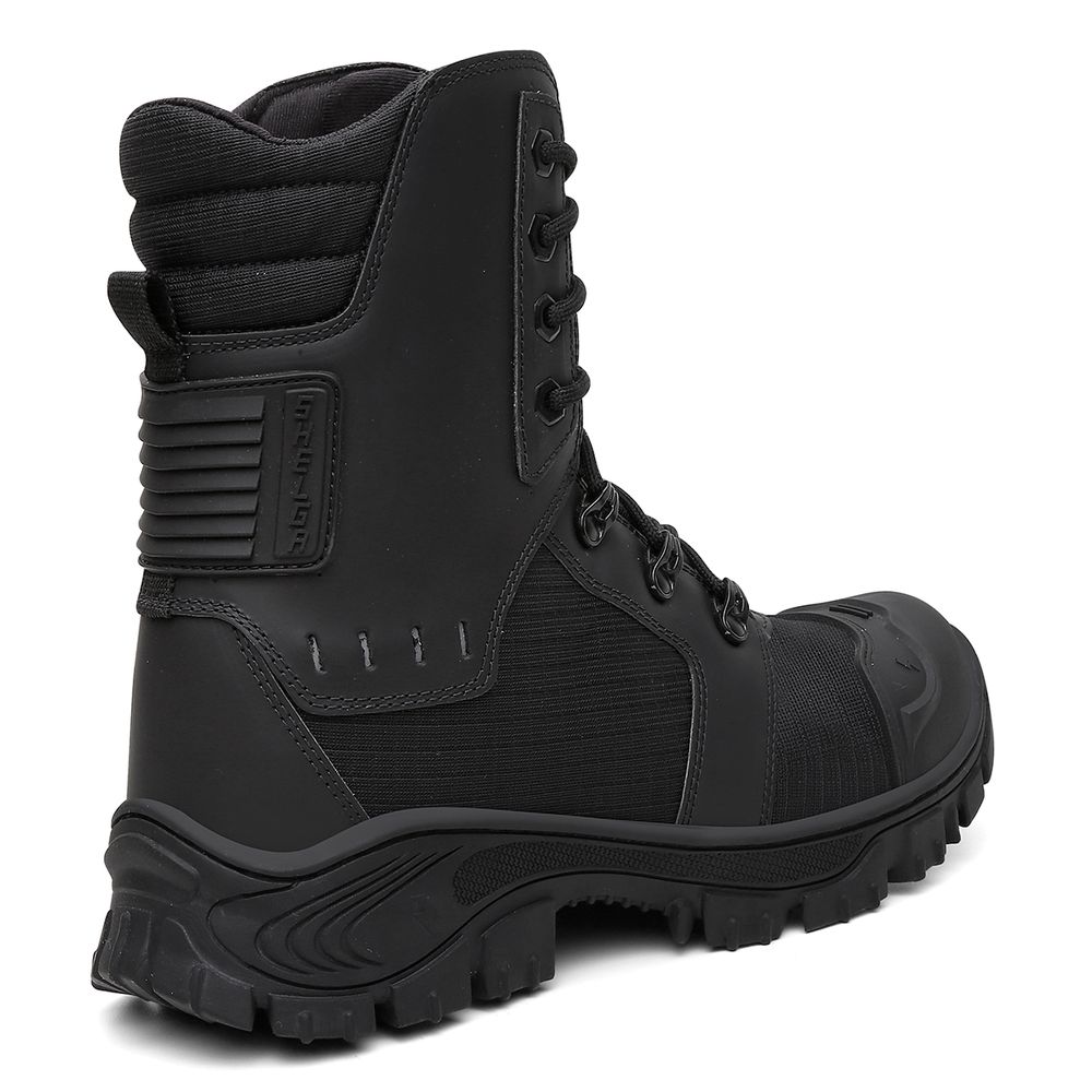 Bota Militar Tática Rota Couro Premium Biqueira PVC Alta Resistencia | Black