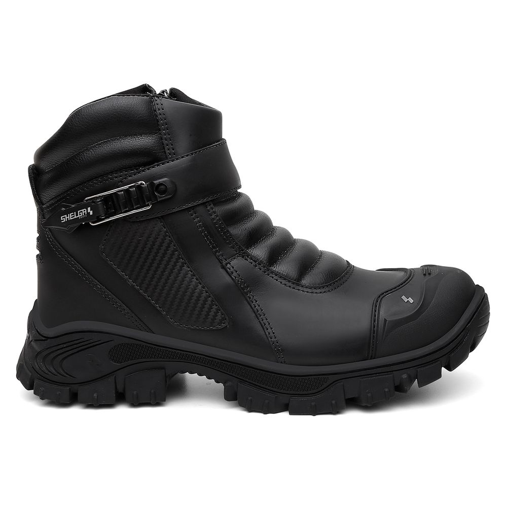 Bota Motoqueira MT Couro Premium Bico PVC Passador... - Shelga Boots