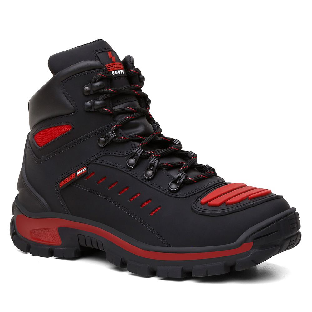 Bota Motor Motoqueira Cano Médio Refletivos Laterais Biqueira PVC | Vermelho