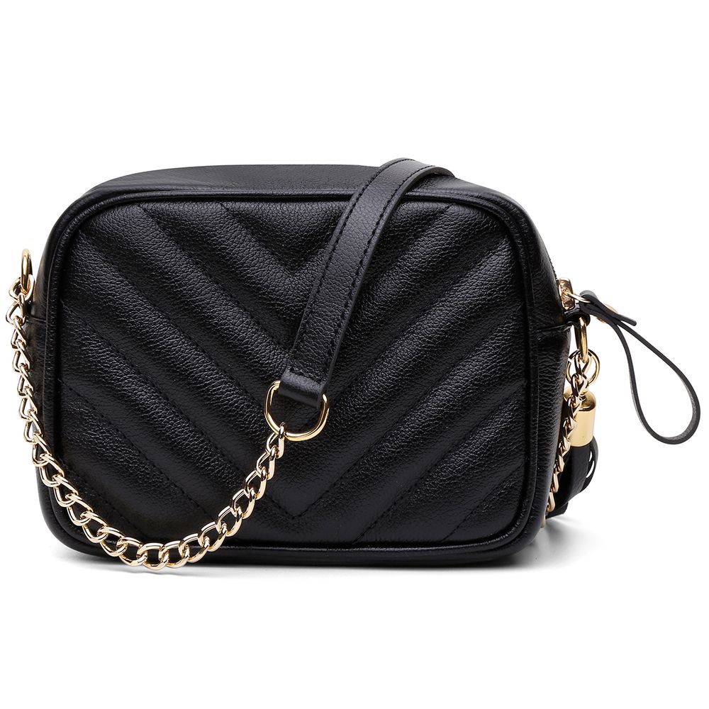 Bolsa Feminina Couro Premium Transversal Ronco Ferraro | Preto