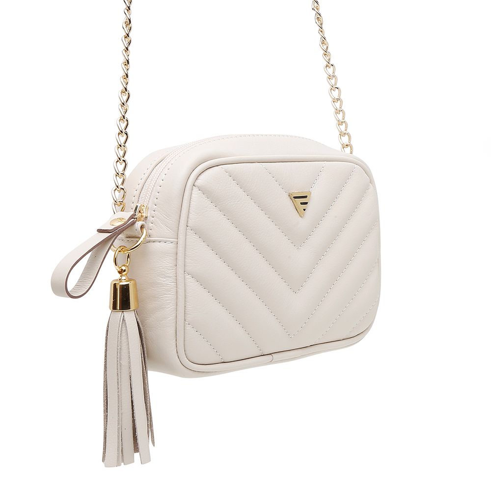 Bolsa Feminina Couro Premium Transversal Ronco Ferraro | Offwhite