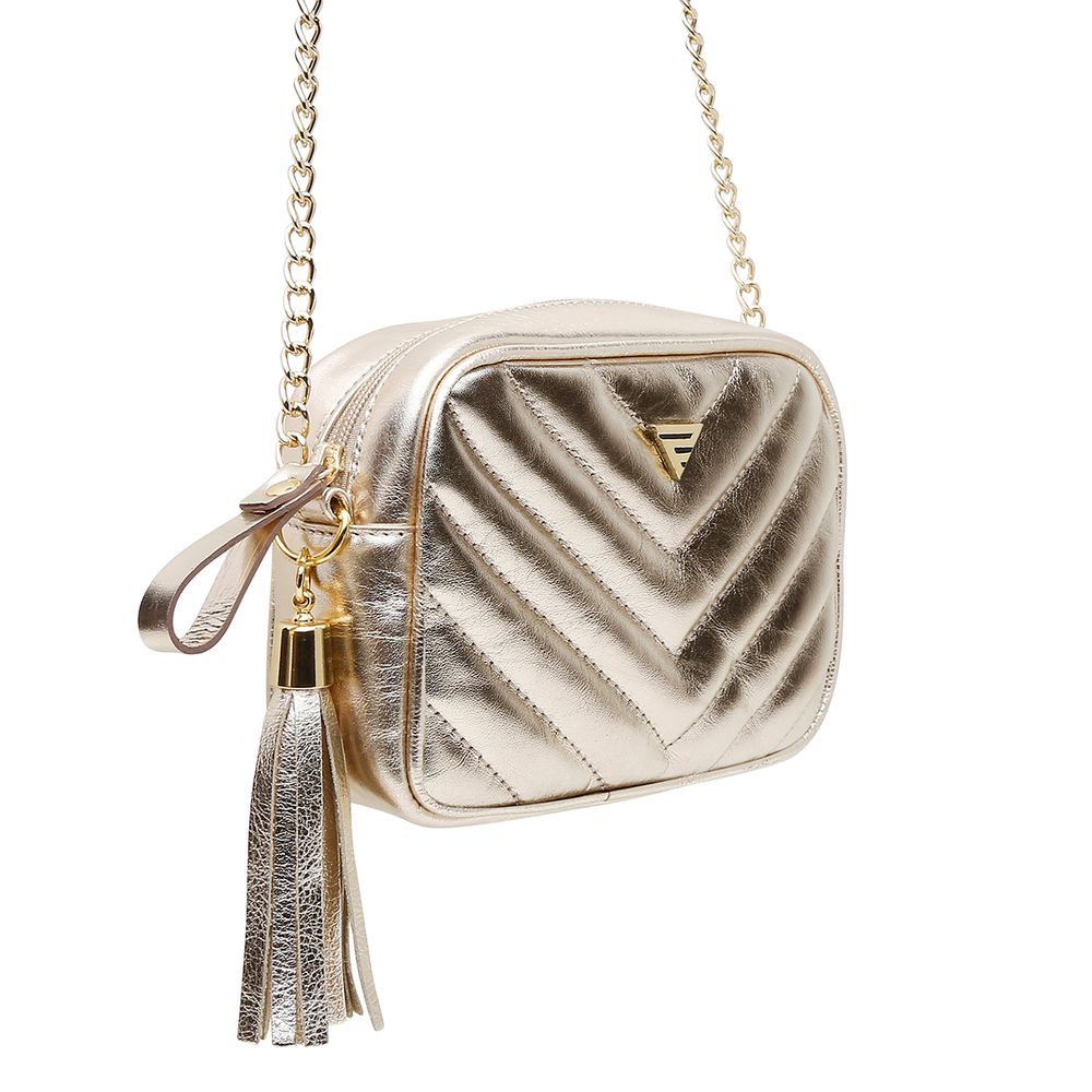 Bolsa Feminina Couro Premium Transversal Ronco Ferraro | Ouro Light