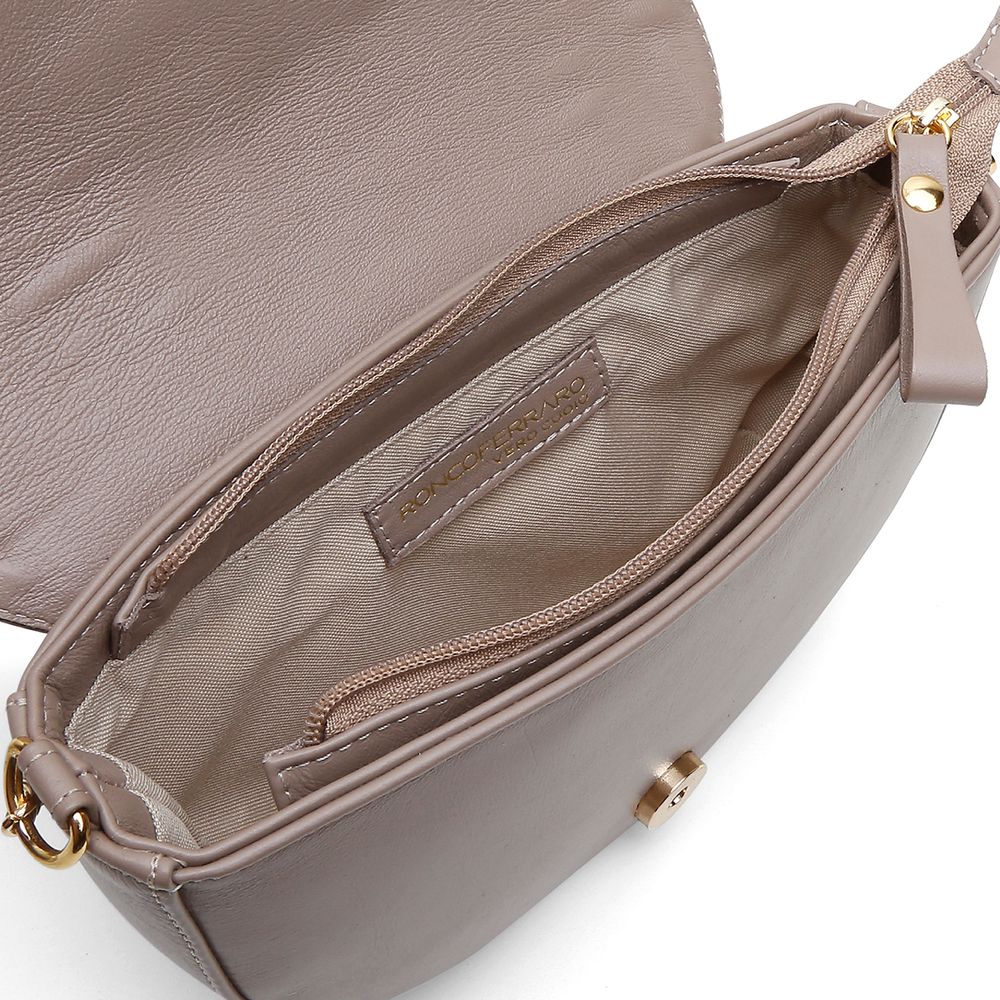 Bolsa Feminina Couro Legitimo Meia Lua Transversal Ronco Ferraro | Gligio