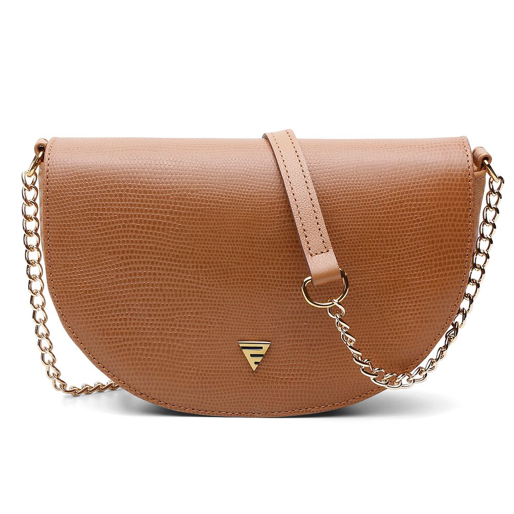 Bolsa Feminina Couro Legitimo Meia Lua Transversal... - Shelga Boots