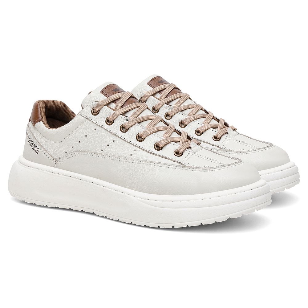 Sapatenis Urbano Couro Premium Casual Solado Nuvem Ronco Ferraro Off White