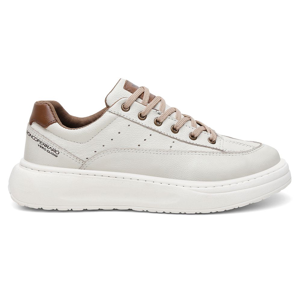 Sapatenis Urbano Couro Premium Casual Solado Nuvem Ronco Ferraro Off White