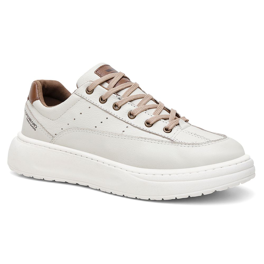Sapatenis Urbano Couro Premium Casual Solado Nuvem Ronco Ferraro Off White