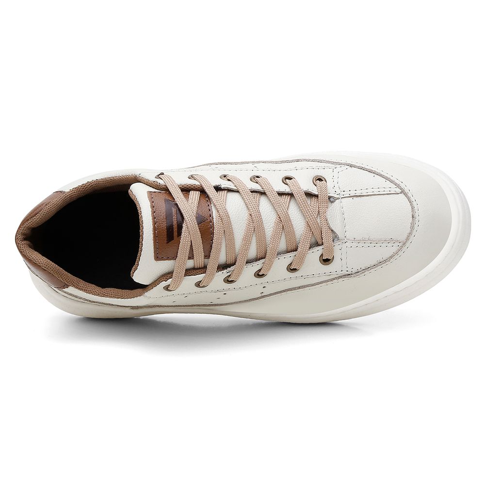 Sapatenis Urbano Couro Premium Casual Solado Nuvem Ronco Ferraro Off White