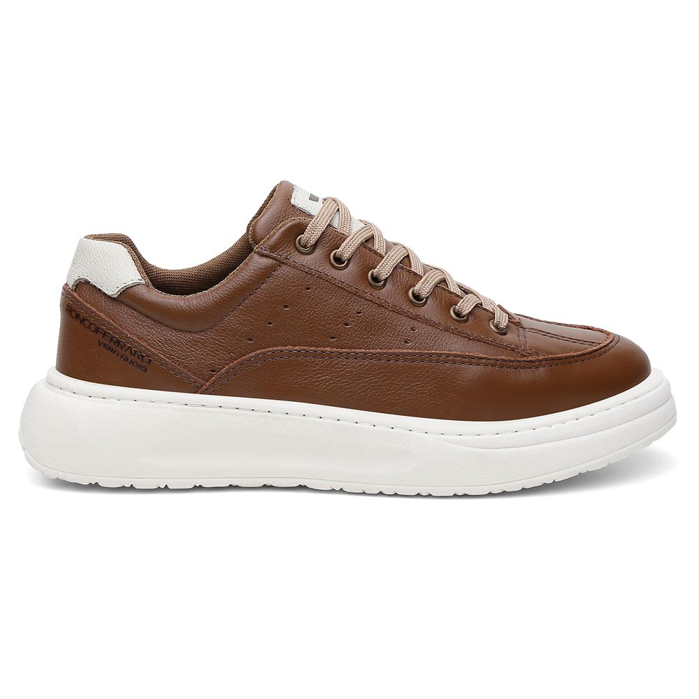 Sapatenis Urbano Couro Premium Casual Solado Nuvem Ronco Ferraro Capuccino