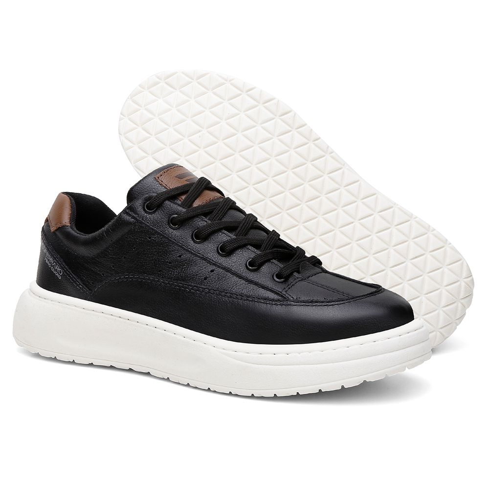 Sapatenis Urbano Couro Premium Casual Solado Nuvem Ronco Ferraro Preto