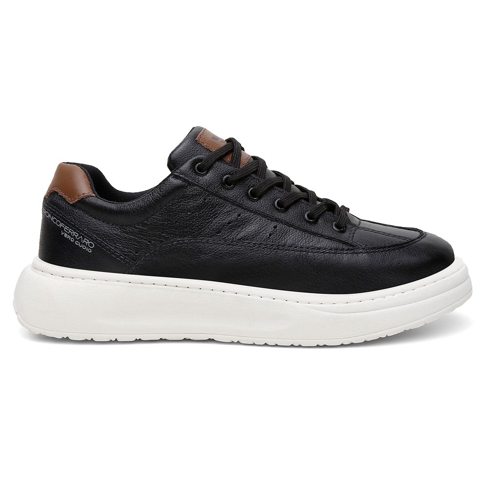 Sapatenis Urbano Couro Premium Casual Solado Nuvem Ronco Ferraro Preto