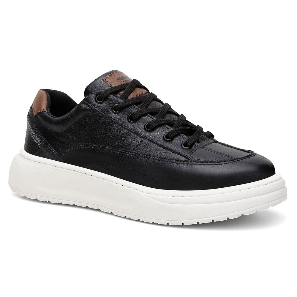 Sapatenis Urbano Couro Premium Casual Solado Nuvem Ronco Ferraro Preto