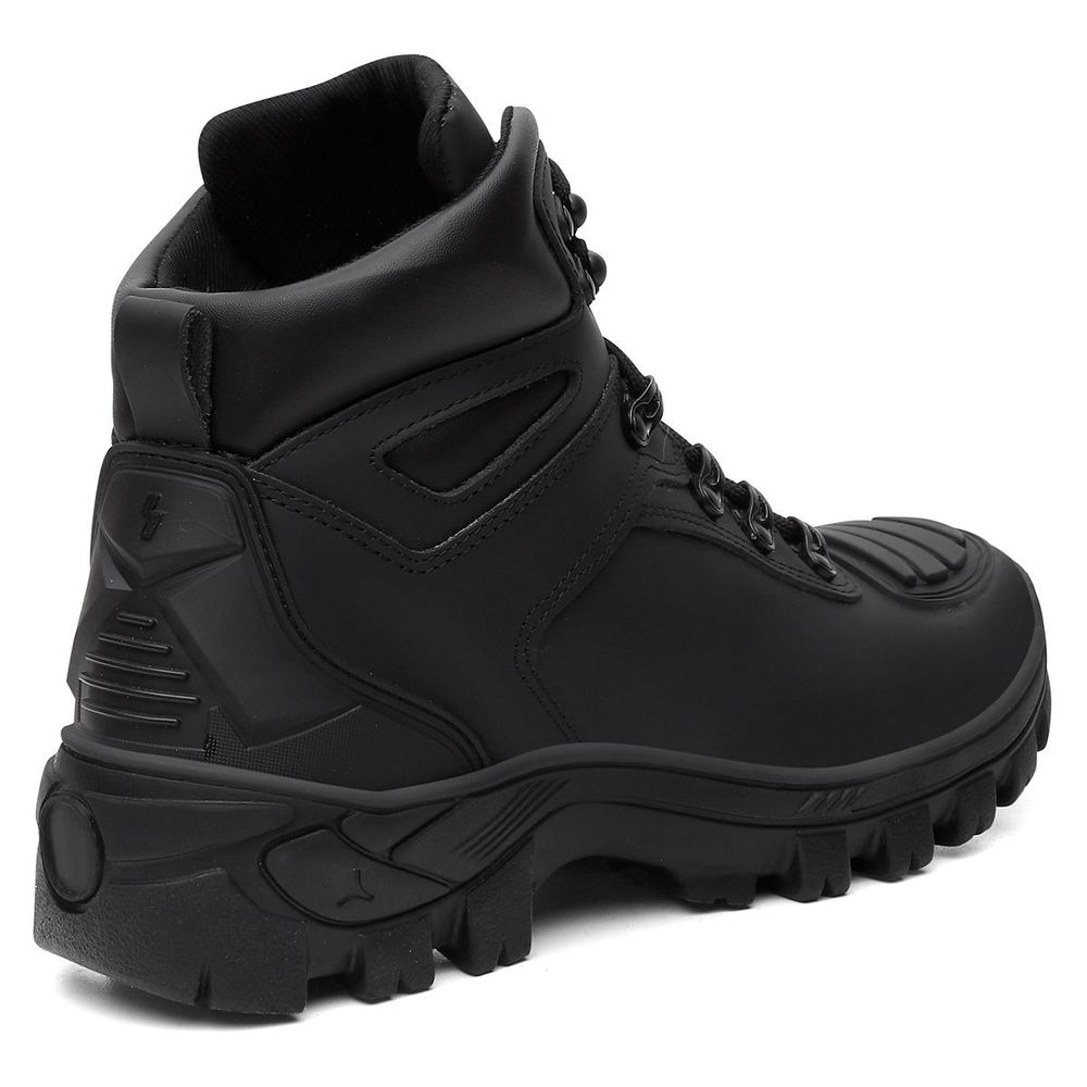 Bota Militar Tática Couro Nobre Bico PVC Protetor Frontal de Borracha | Black - CA 52083