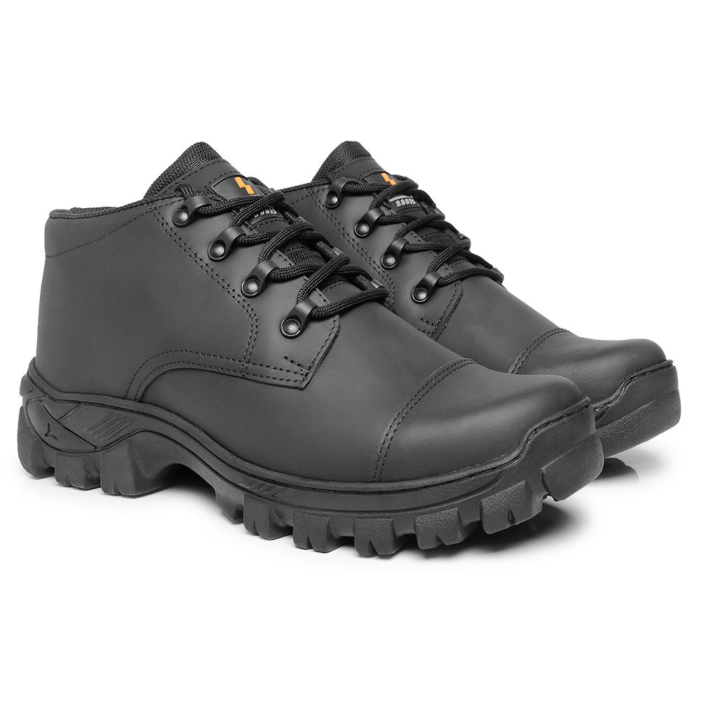 Bota Work Cano Médio Couro Legitimo Bico PVC | Preto - CA 52083