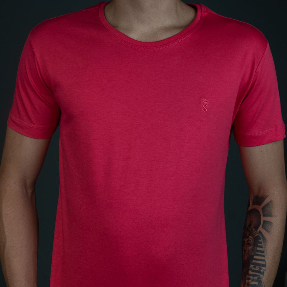 T-Shirt Camiseta Algodão Pima Rosa Stefano - Stefano Store