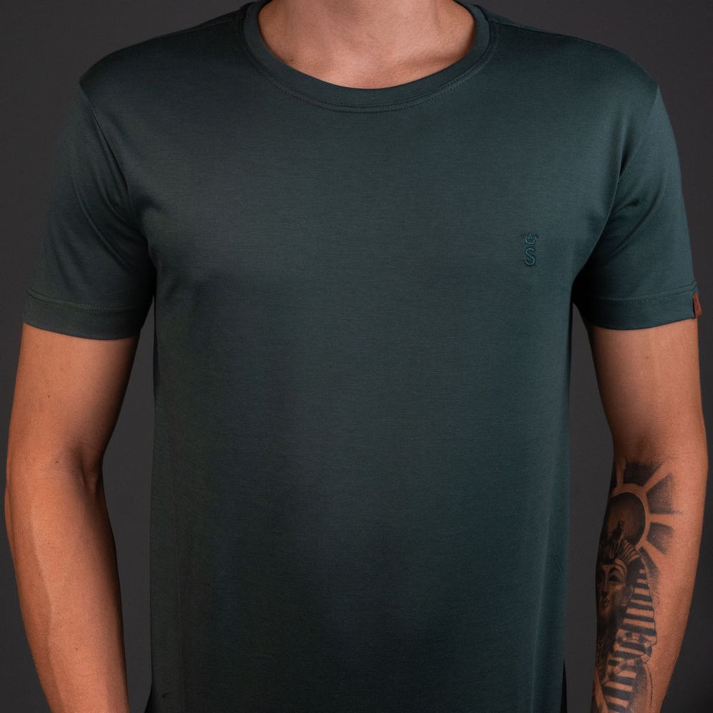 T-Shirt Camiseta Algodão Pima Verde Stefano - Stefano Store
