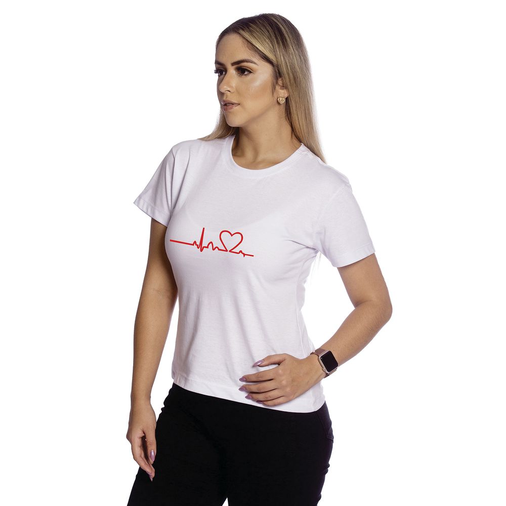 Camiseta Baby Look Feminina Estampa Coração