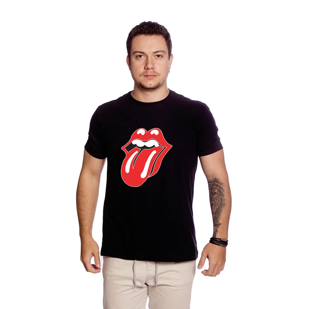 Camiseta Masculina Estampa Rock Preta