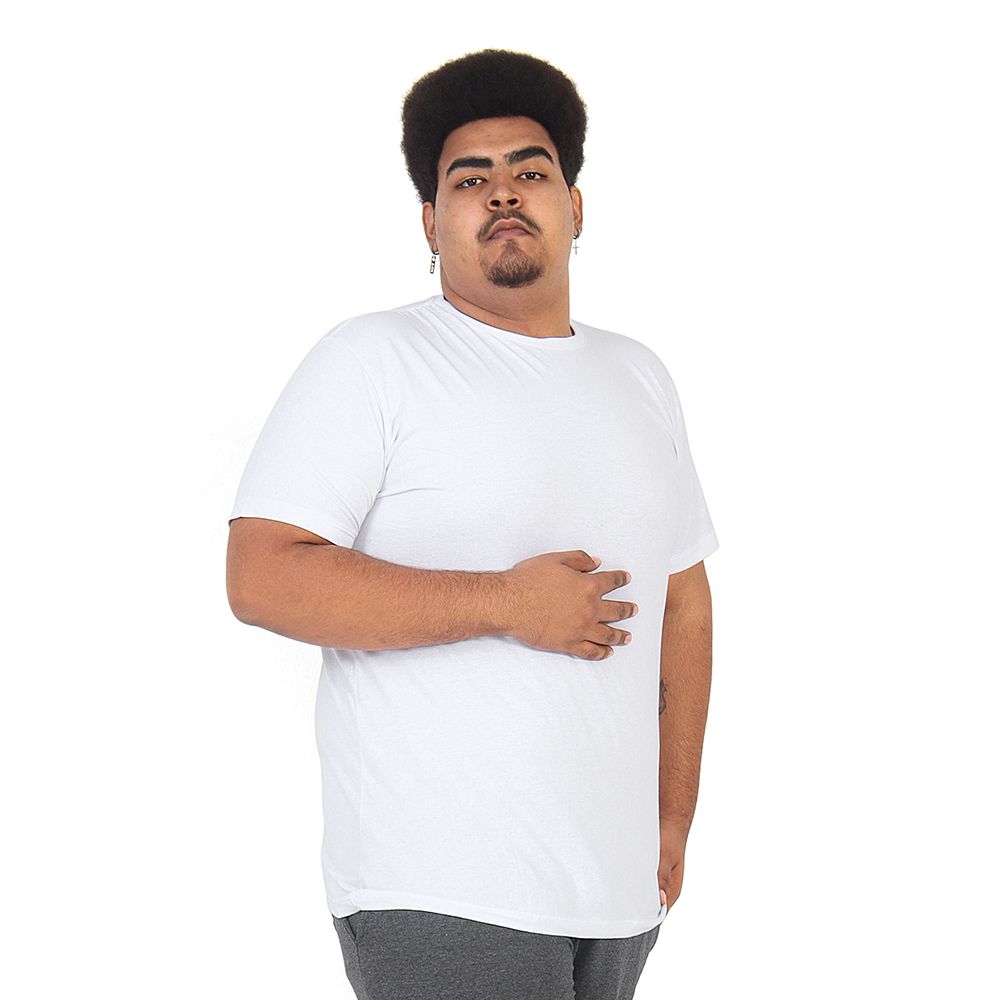 Camiseta Masculina Básica Plus Size Branca