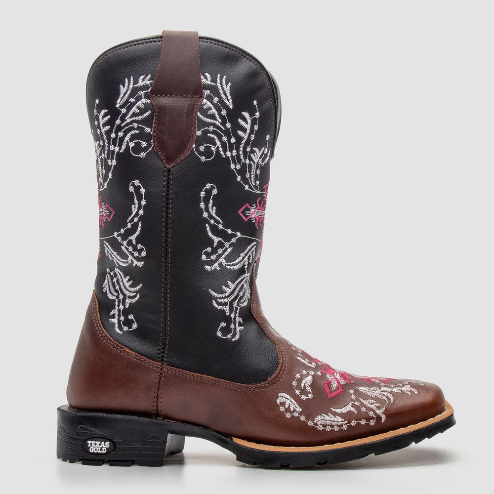 Bota Texana Feminina Cruz Rosa