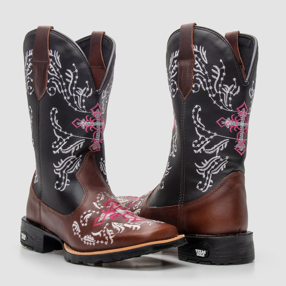 Bota Texana Feminina Cruz Rosa