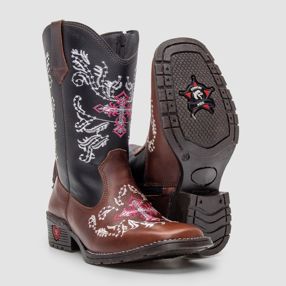 Bota Texana Infantil Cruz Rosa