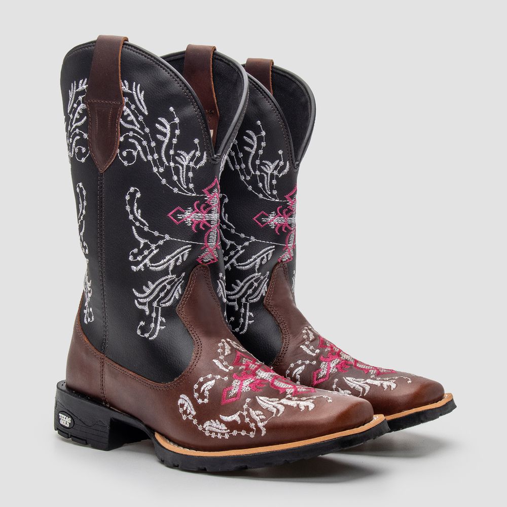 Bota Texana Feminina Cruz Rosa - TEXAS GOLD