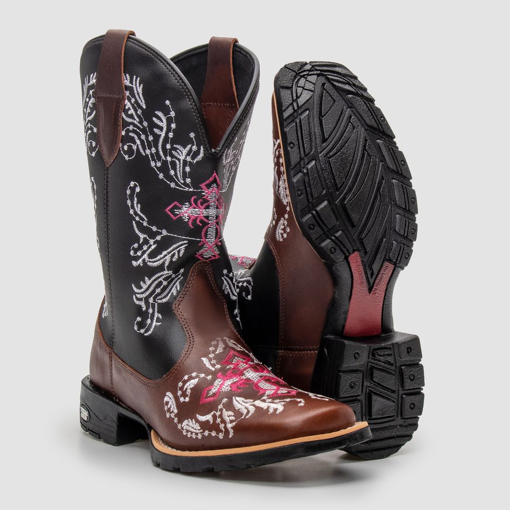 Bota Texana Feminina Cruz Rosa