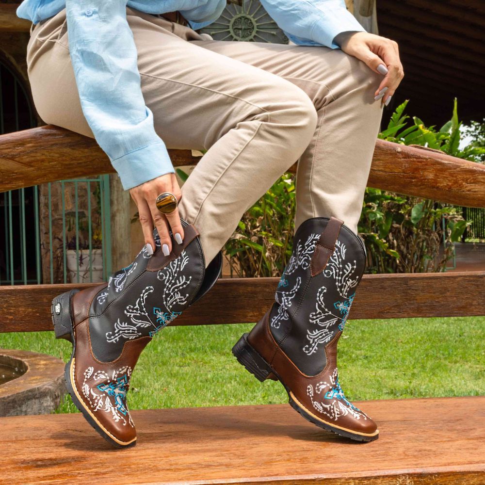Bota Texana Feminina Cruz Azul