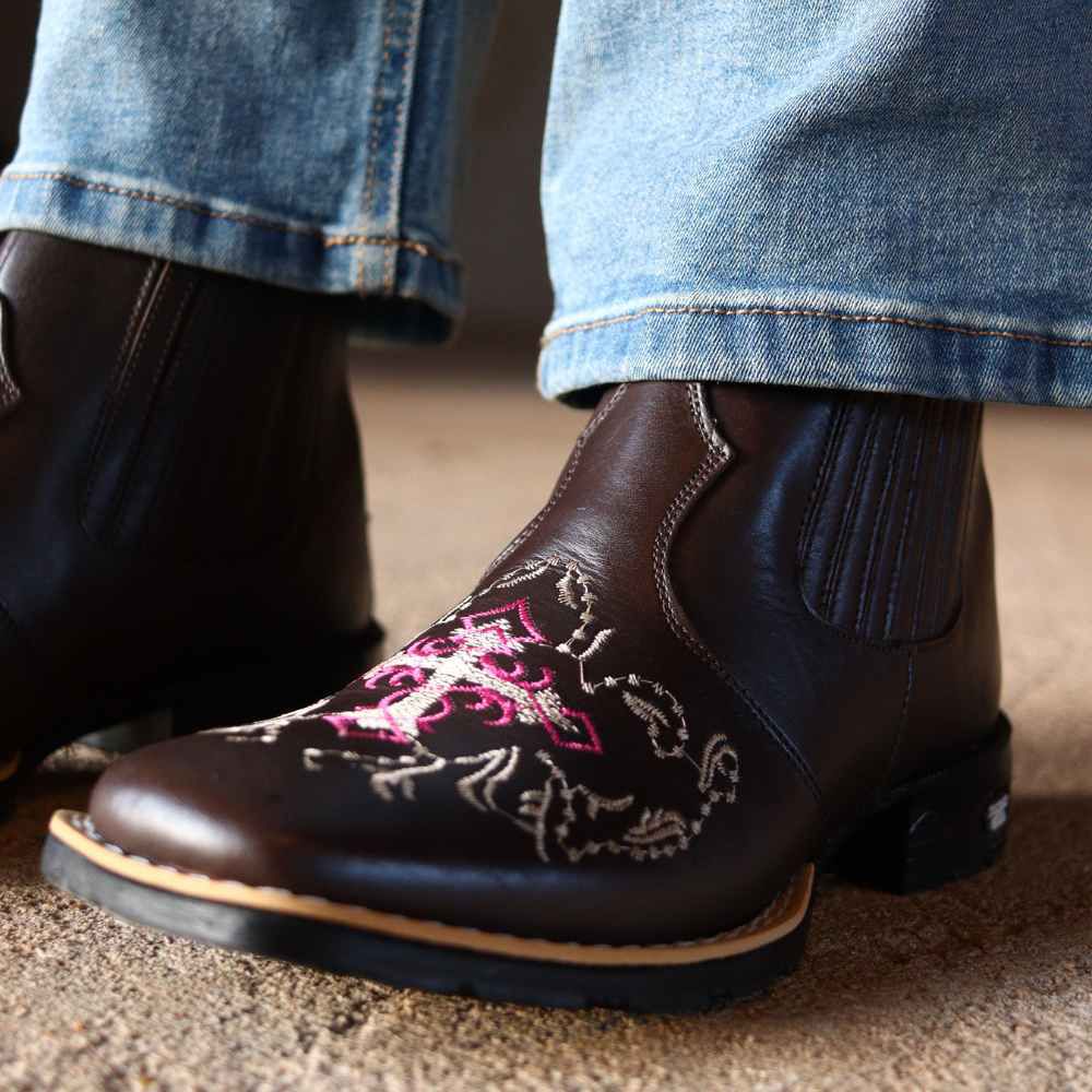 Bota Texana Feminina Star Cano Curto Café - Outlet