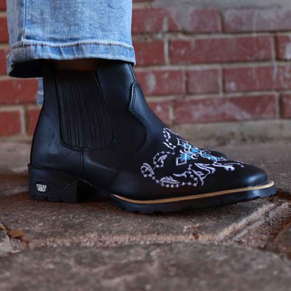Bota Texana Feminina Star Cano Curto Preta - Outlet