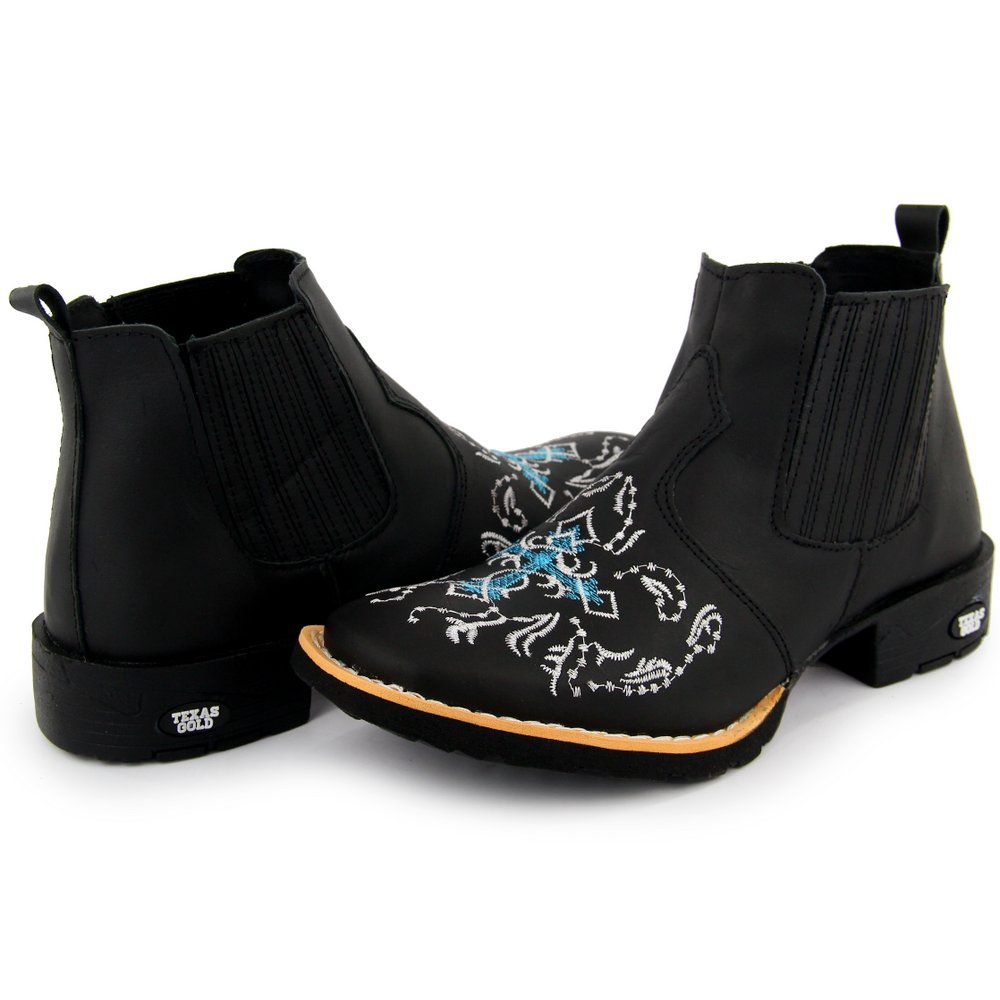 Bota Texana Feminina Star Cano Curto Preta - Outlet