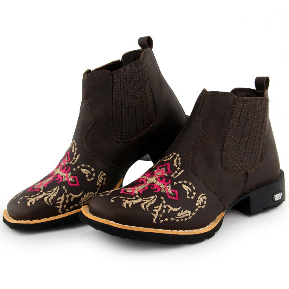 Bota Texana Feminina Star Cano Curto Café - Outlet