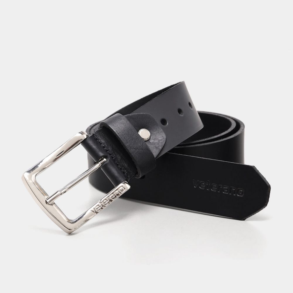 Cinto de Couro Soleta Preto fivela Cromo
