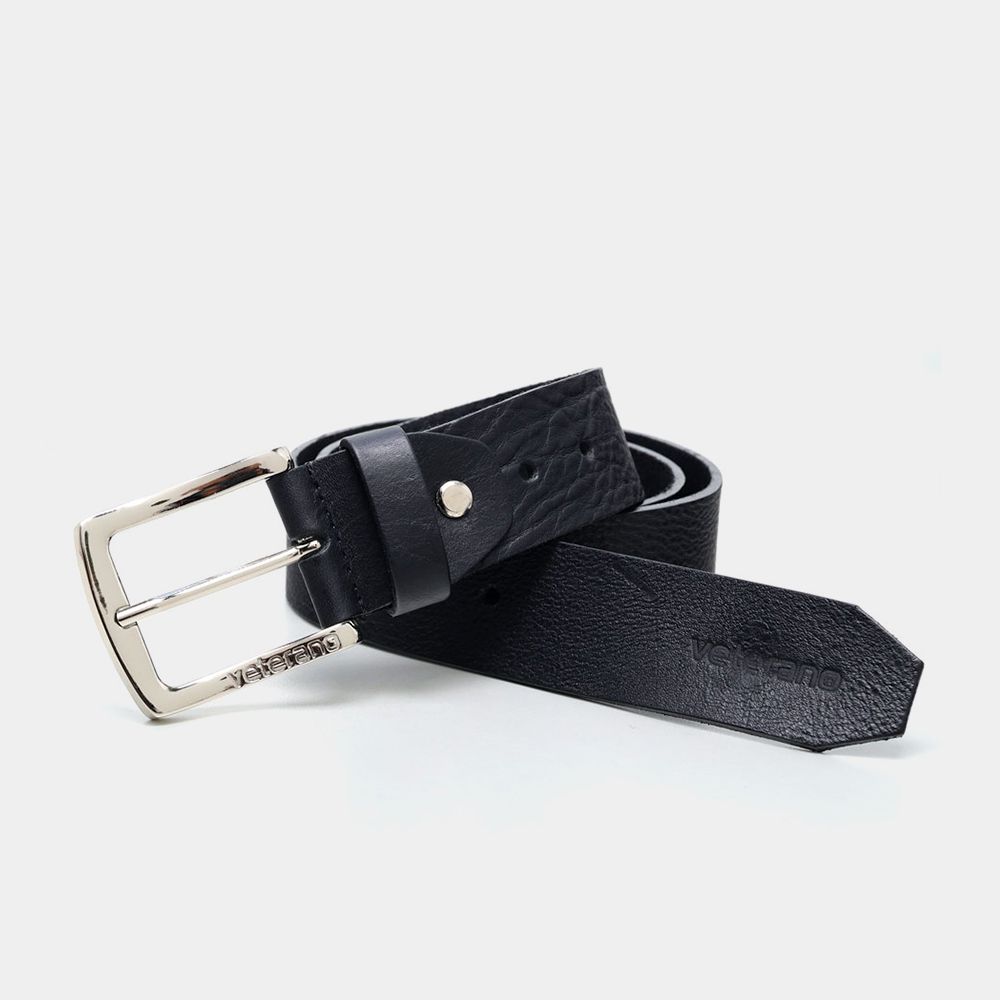 Cinto de Couro Preto Floater fivela Cromo