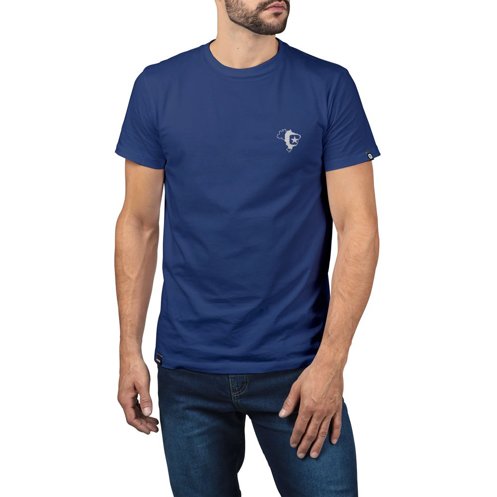 Camiseta Masculina Brasil Veterano Azul
