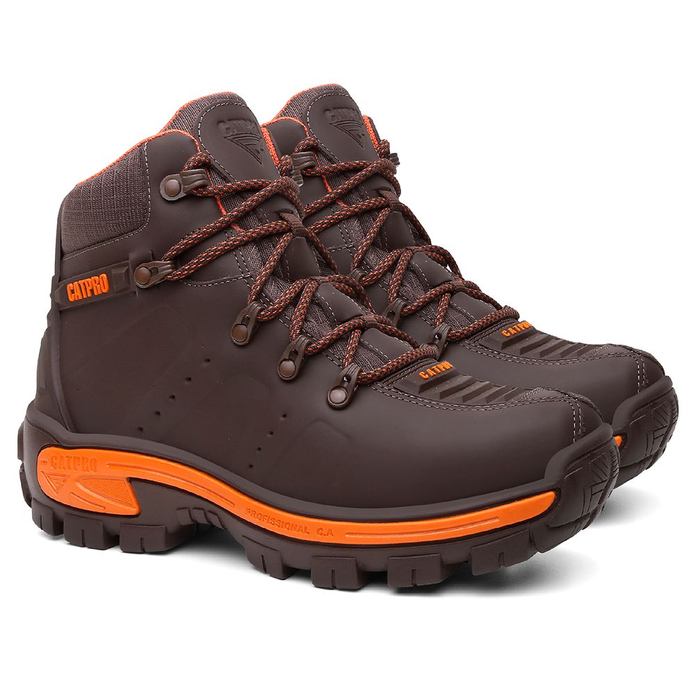 Coturno Catpro Alpha em Couro Legítimo Bota com C.A. 50.885 - Café - Via Livre Boots