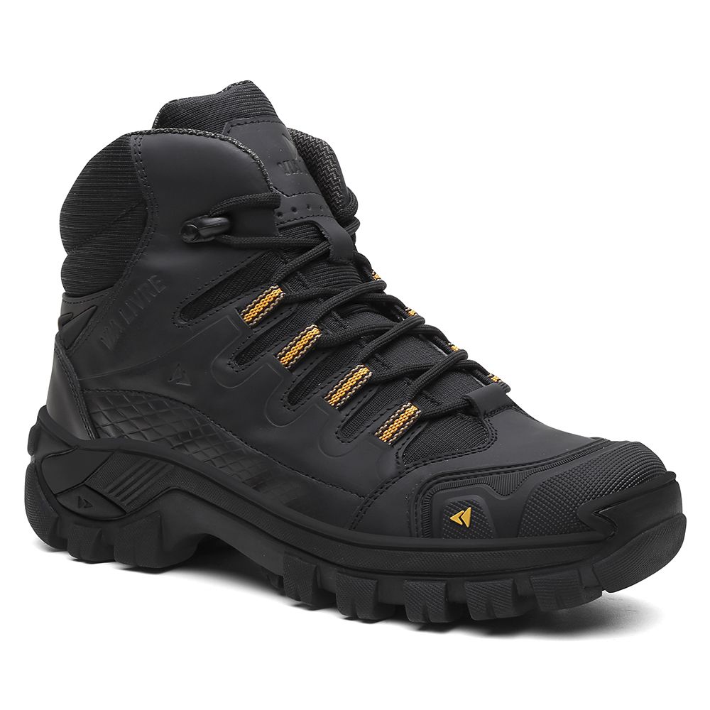 Bota Kansas em Couro Legítimo Bota com C.A. 50.885 - Preto - Diamante - Via Livre Boots