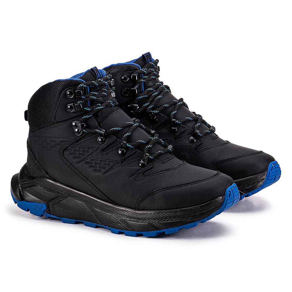 Coturno Masculino Legendários Bota Em Couro Genuíno Sola Eva Lançamento - Preto Azul - Extra Leve - Via Livre Boots