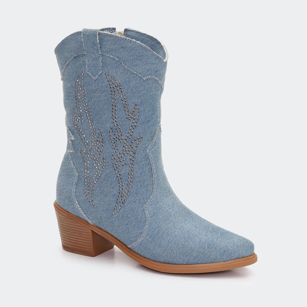 Bota Villa Griffe Western Hotfix Jeans - Villa Griffe