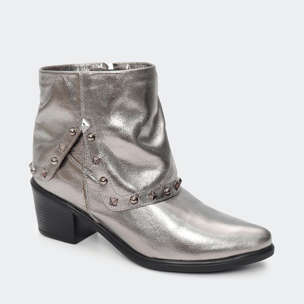 Bota Villa Griffe Western Ohio Cano Curto - Prata ... - Villa Griffe