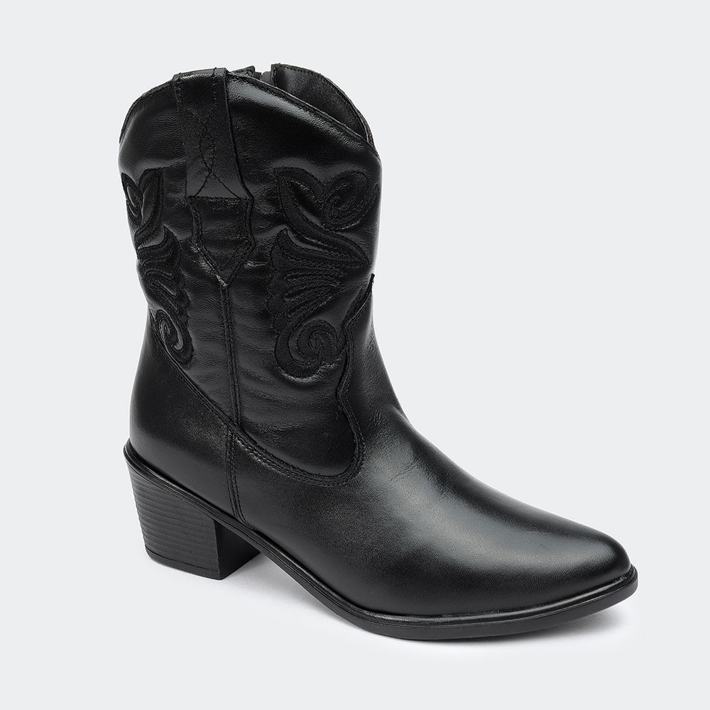 Bota Villa Griffe Western New Texas Cano Curto Pre... - Villa Griffe